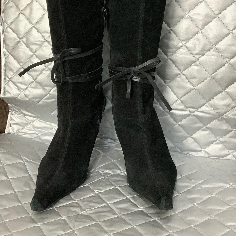 Charles David Black suede Heeled Boots, Size 7.5 - Picture 7 of 14